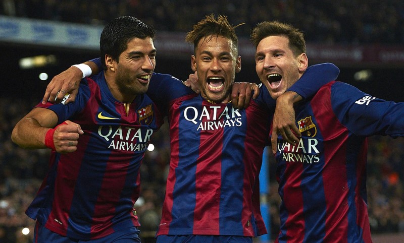 Suarez Neymar and Messi barcelona jersey.jpg